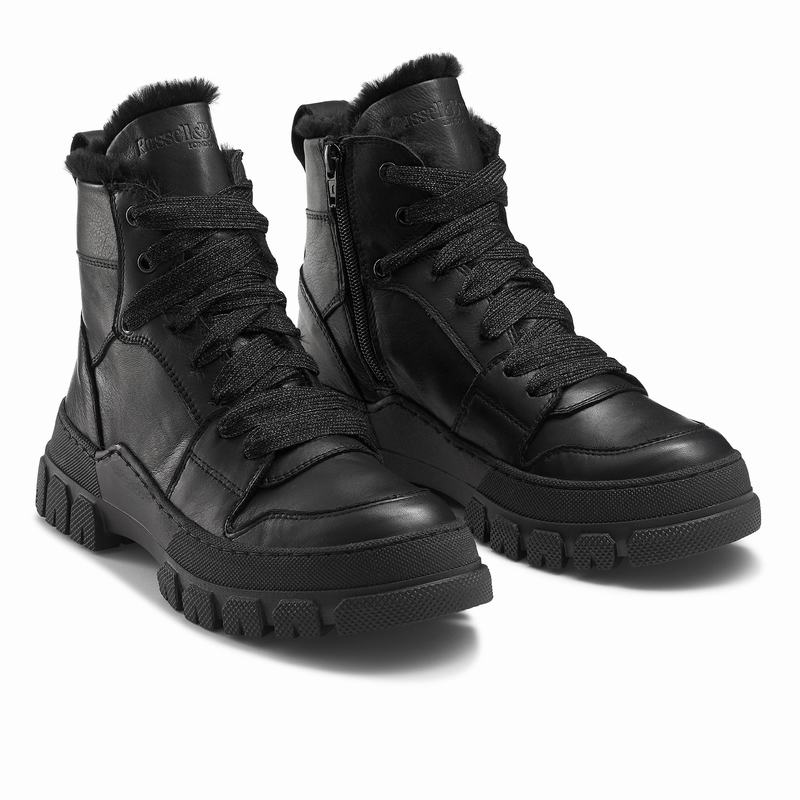Russell And Bromley Glacier Ženske Čizme Na Vezanje Crne | XMI6064HA