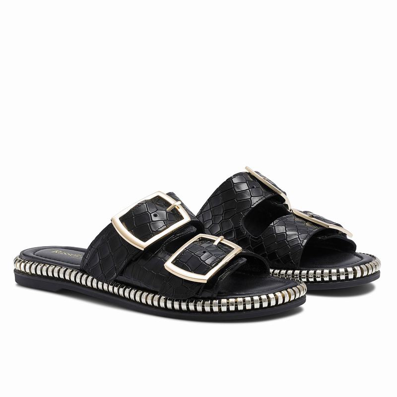 Russell And Bromley Gold Mine Ženske Sandale Crne | CAJ4489DR