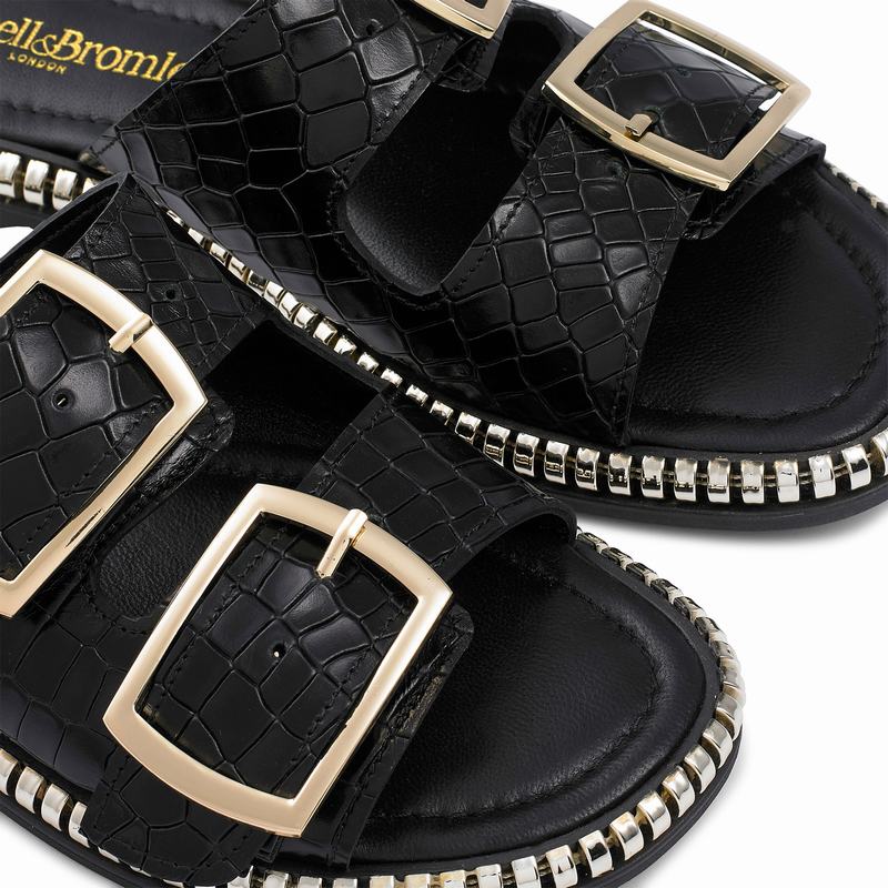 Russell And Bromley Gold Mine Ženske Sandale Crne | CAJ4489DR