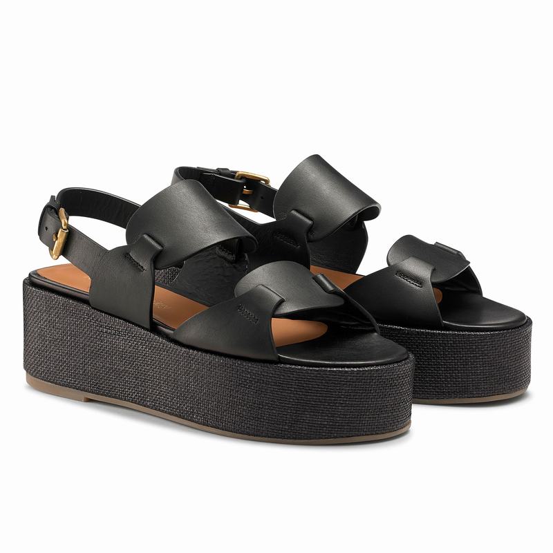 Russell And Bromley Palm Ženske Sandale na Klin Crne | HHQ4059KE