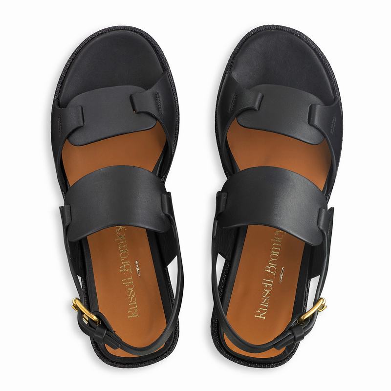 Russell And Bromley Palm Ženske Sandale na Klin Crne | HHQ4059KE