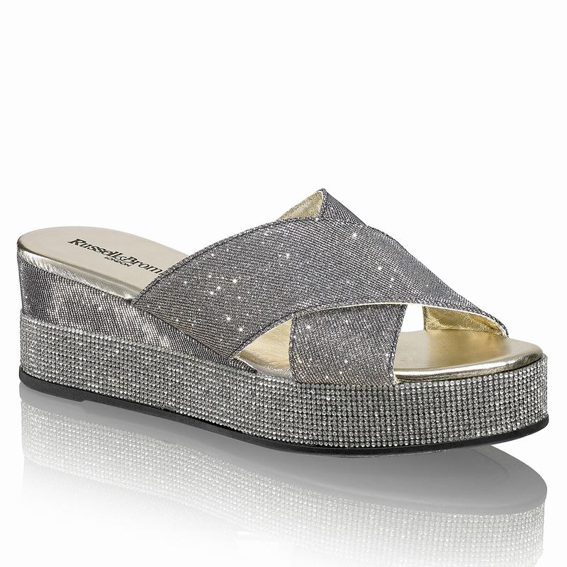 Russell And Bromley Plaza Luxe Ženske Sandale na Klin Metalne | FWL2483RY
