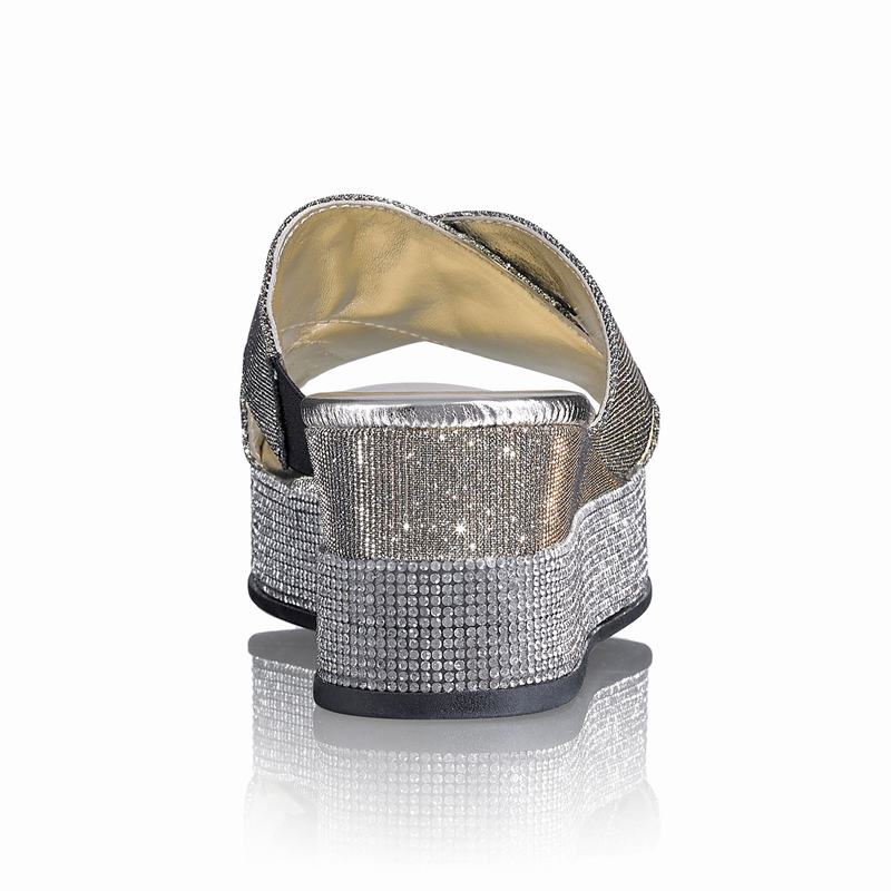 Russell And Bromley Plaza Luxe Ženske Sandale na Klin Metalne | FWL2483RY