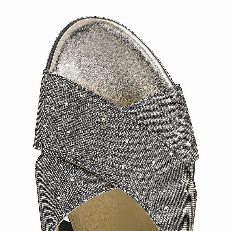 Russell And Bromley Plaza Luxe Ženske Sandale na Klin Metalne | FWL2483RY