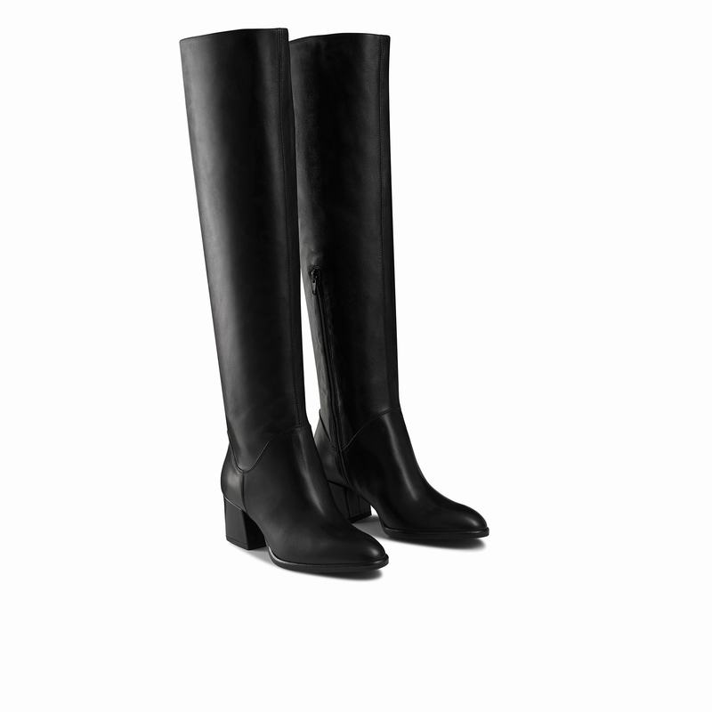Russell And Bromley Scrunch Ženske Čizme preko Koljena Crne | DEK9841SY