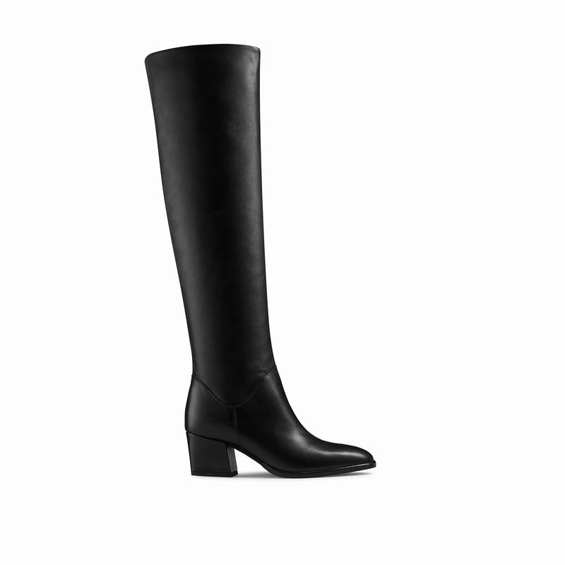 Russell And Bromley Scrunch Ženske Čizme preko Koljena Crne | DEK9841SY