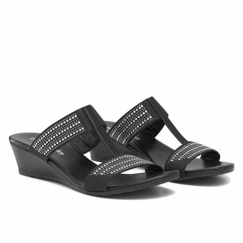 Russell And Bromley Stella Ženske Sandale na Klin Crne | ZKL8146RK